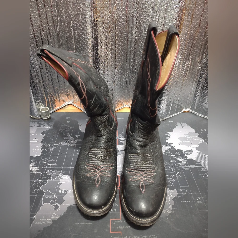 Tony Lama style 2022 black & red western boots size 7 EE - Picture 3 of 8